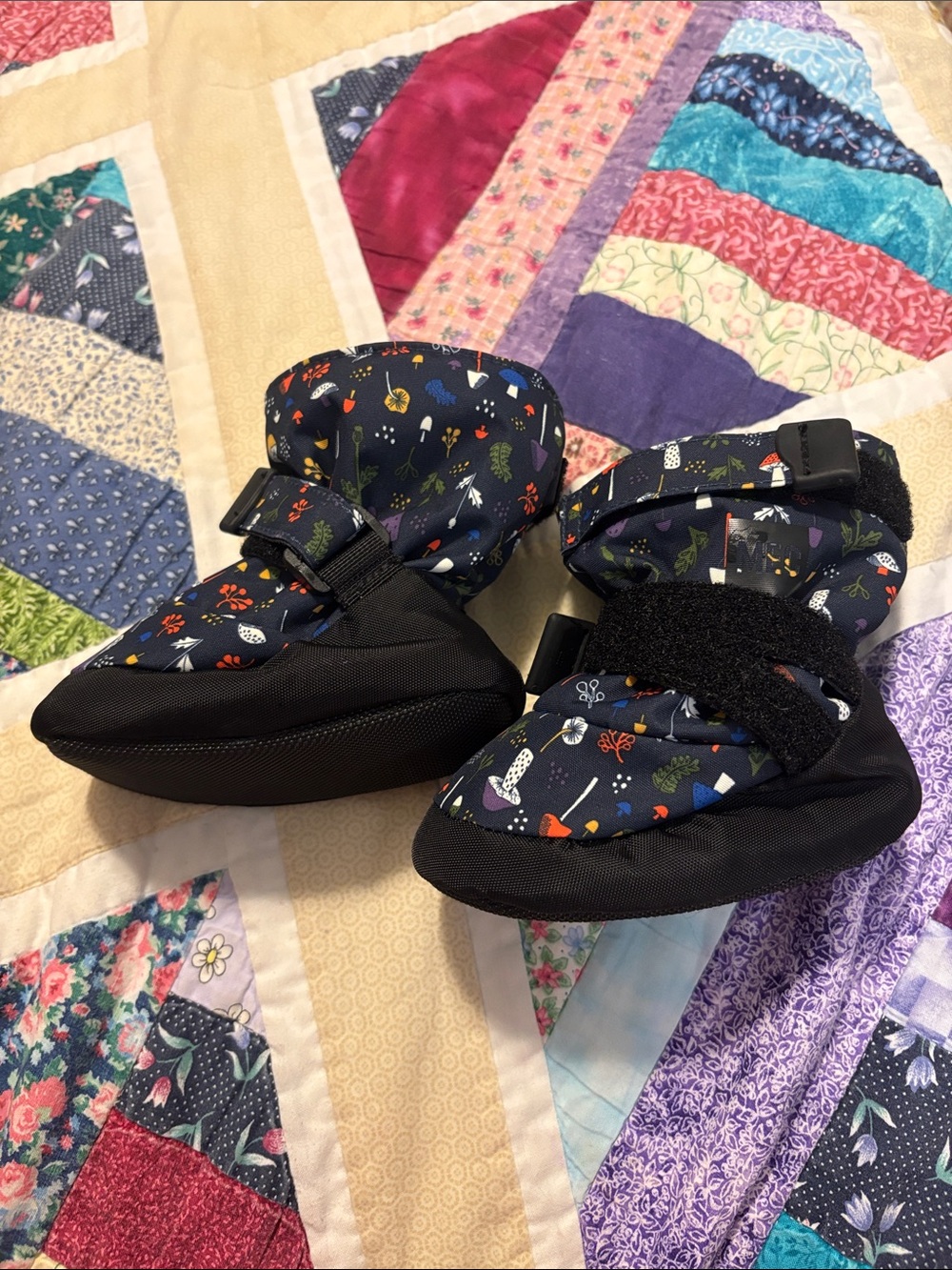 MEC Navy Baby Winter Booties with Multicolor Nature Print
